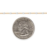 Two-tone gold-filled + sterling silver chain  on a white background next to a U.S. quarter dollar coin for scale